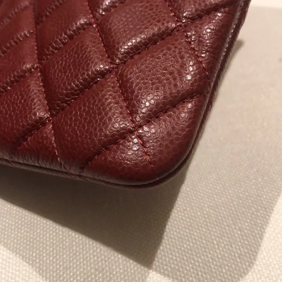 Authentic CHANEL Cherry Color Caviar Large Clutch | Cosmetic Bag - Picture 9 of 11